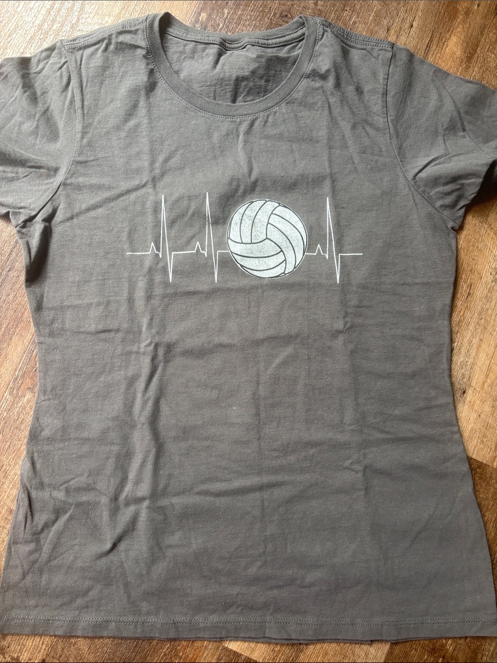 Volleyball Heartbeat Graphic Tee - Gray